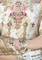 AROMMA | 3 piece Luxury Embroidered wedding anarkali Maxi dress comes with Potli bag