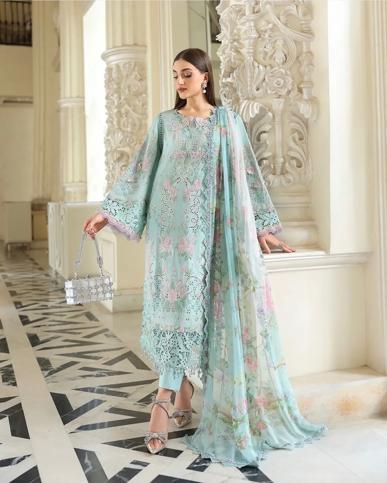 D15 MARIA.B inspired | 3 piece Embroidered Luxury Lawn suit