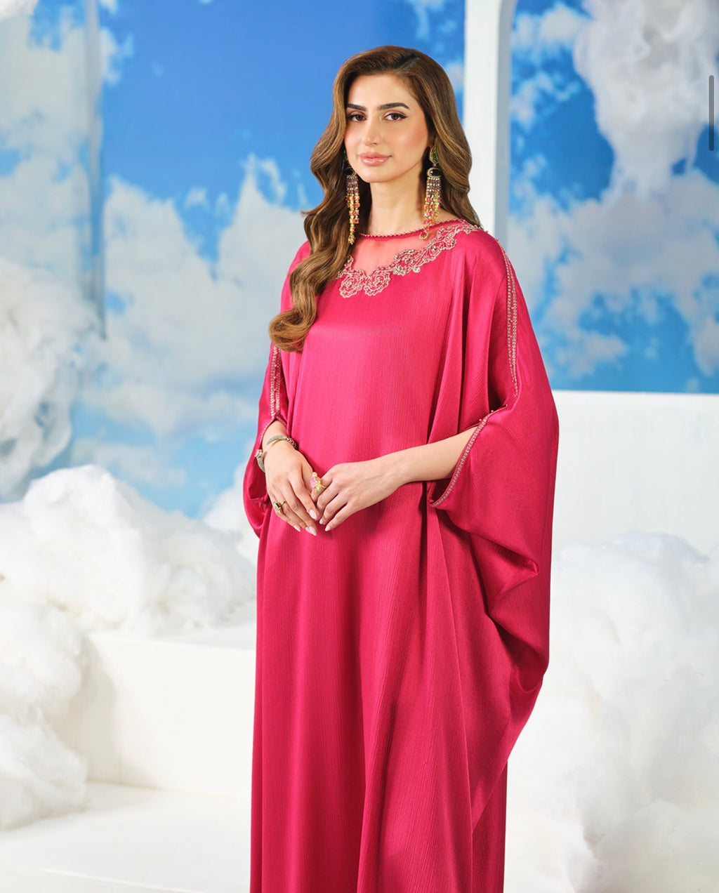 Hot Pink silk kaftan