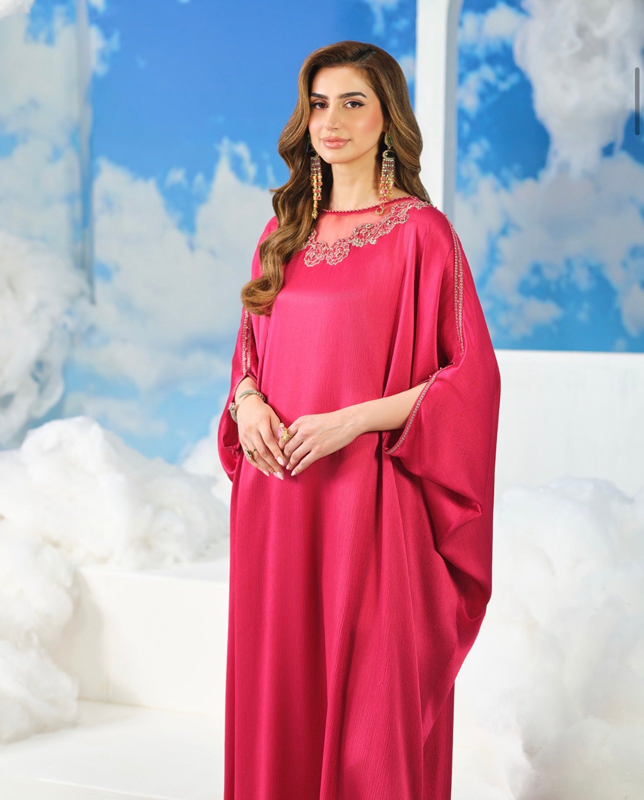 Hot Pink silk kaftan