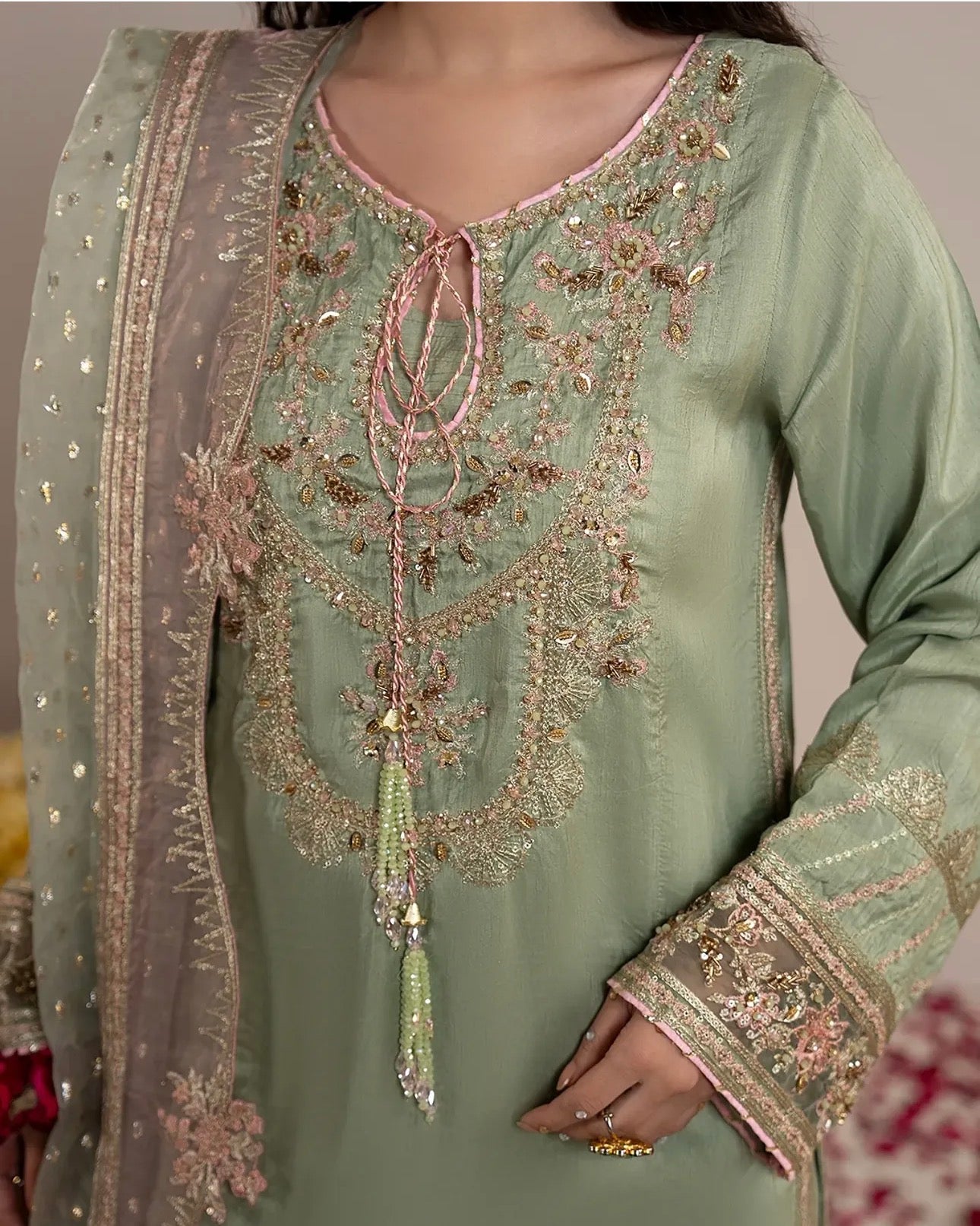 CHAAND RAAT | 3 piece Embroidered Raw Silk Suit
