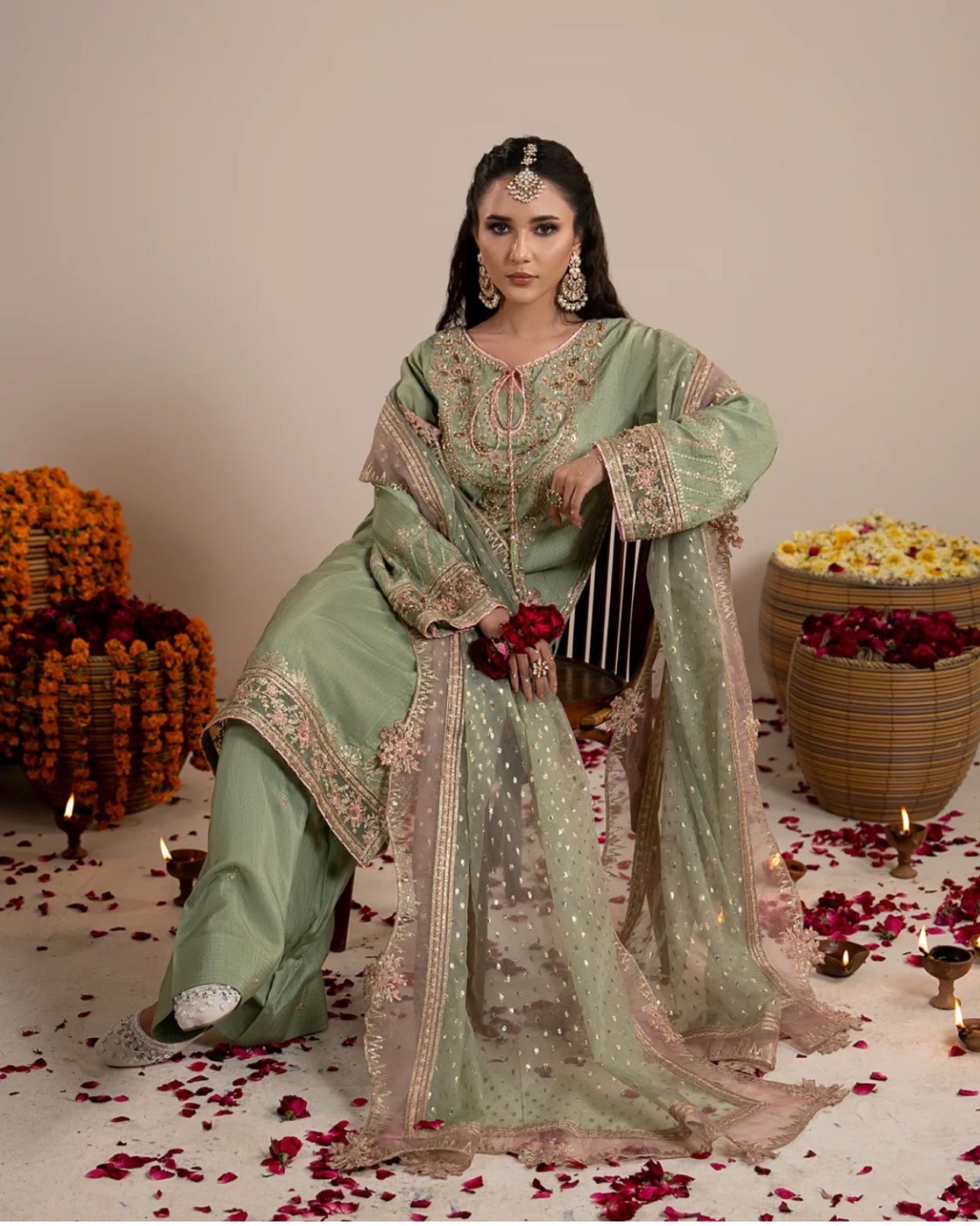 CHAAND RAAT | 3 piece Embroidered Raw Silk Suit