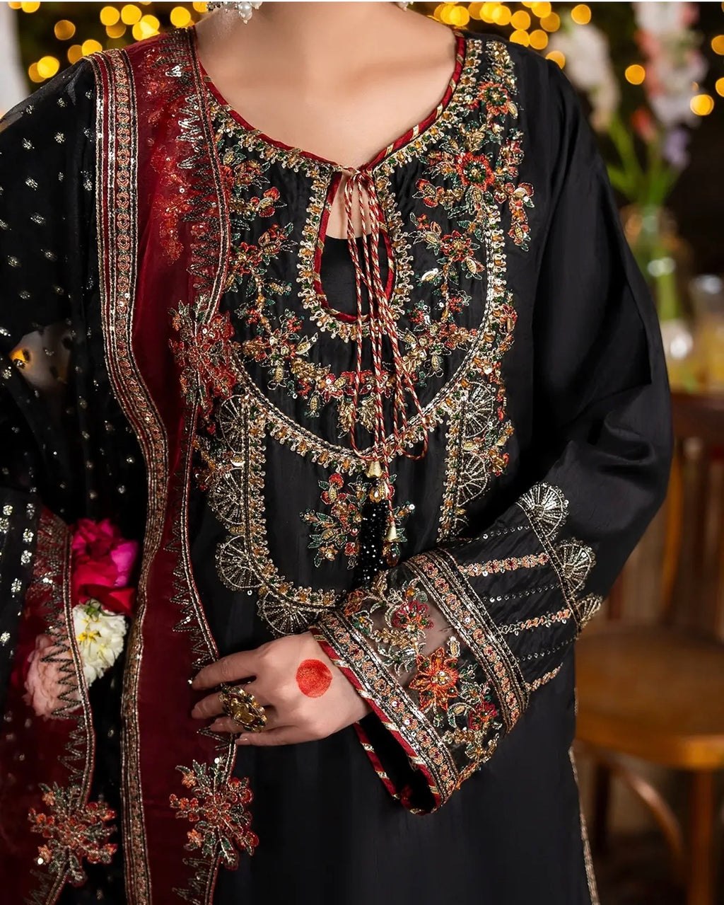 CHAAND RAAT | 3 piece Embroidered Raw Silk Suit