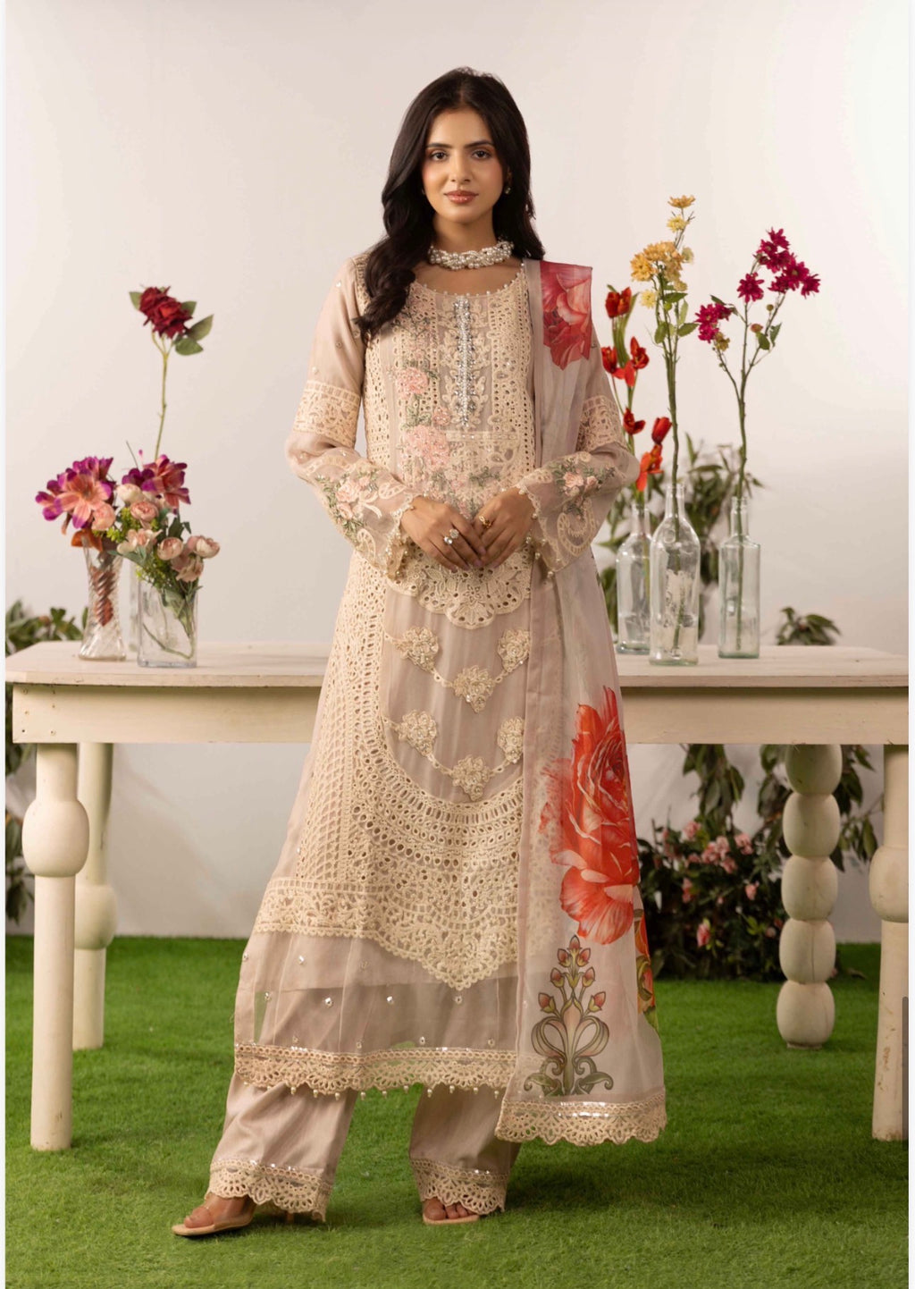 ELYSIA | 3 piece Embroidered Chiffon Suit