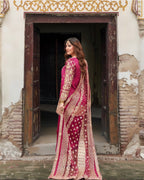 TABIR | 3 piece Luxury Embroidered silk Suit with LONG SHIRT | Wedding & Festive Wear