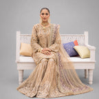 SHEHNAI | 3 pieces heavy Embroidered Net gharara suit