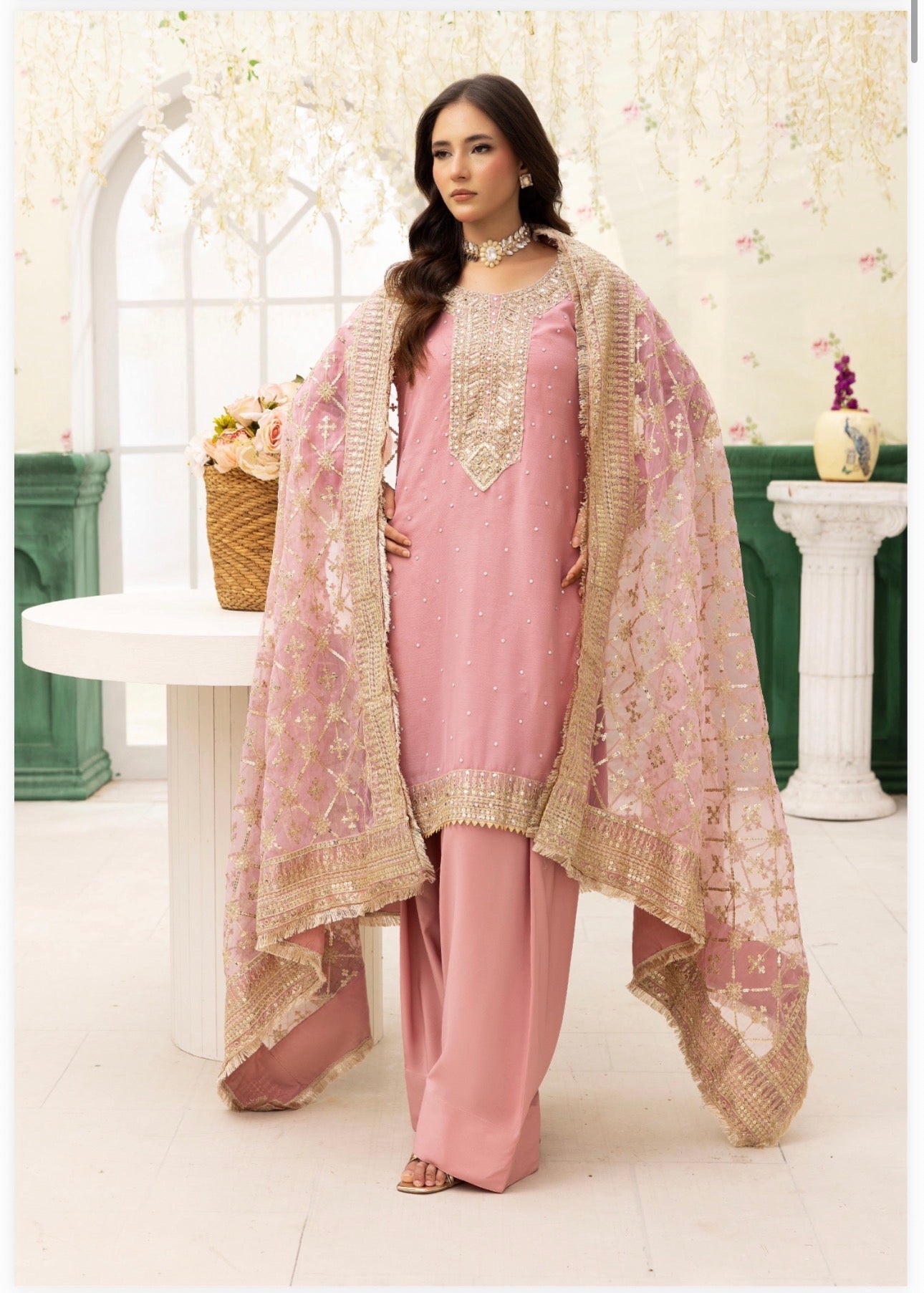 HAYA | 3 piece chiffon suit with heavy embroidered organza duppatta