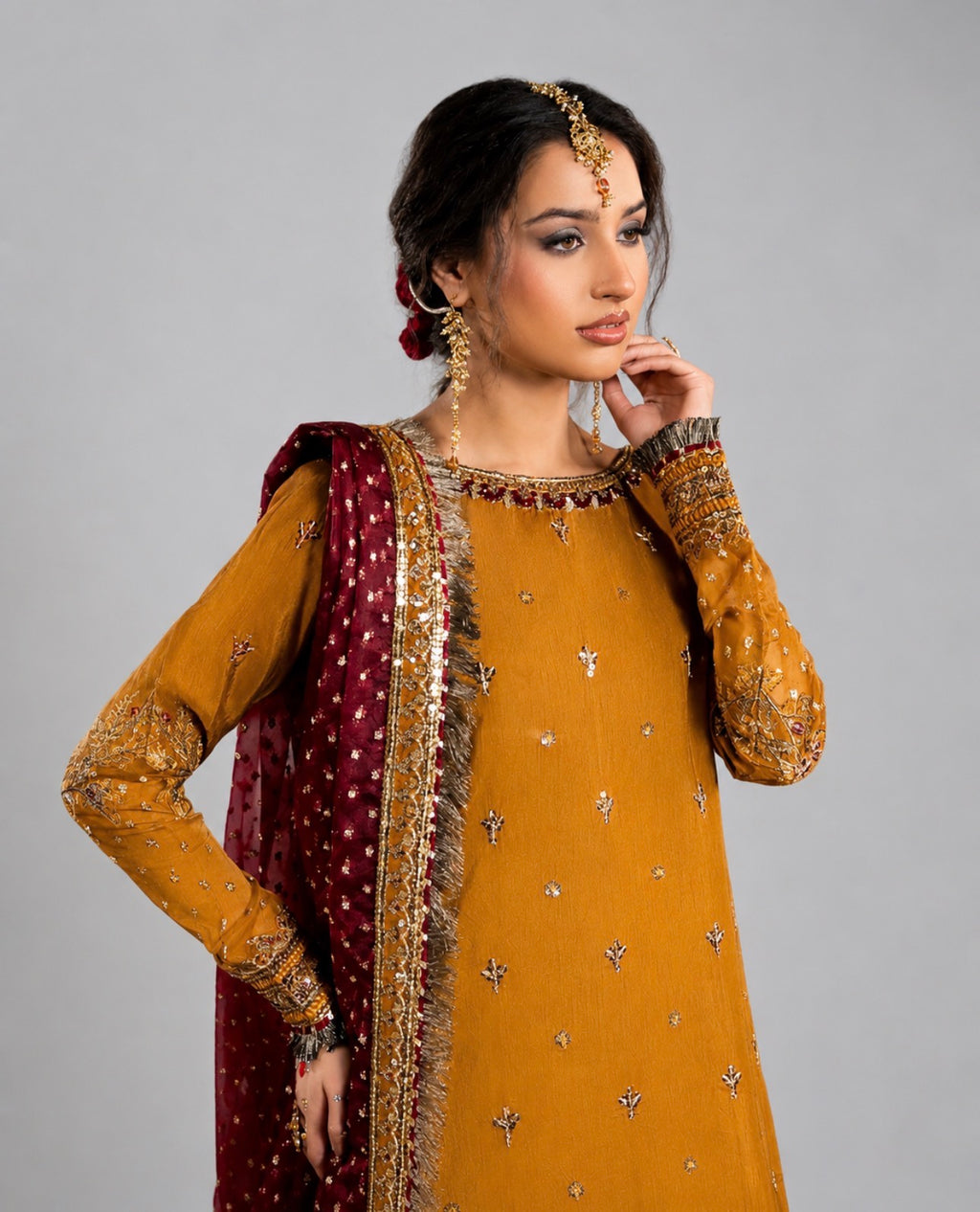 CHAAND RAAT | 3 piece Embroidered Raw Silk sharara Suit