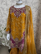IMROZIAA | 3 piece Embroidered chiffon wedding Gharara Suit