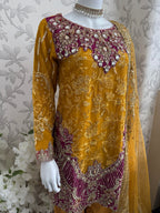 IMROZIAA | 3 piece Embroidered chiffon wedding Gharara Suit