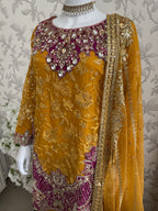 IMROZIAA | 3 piece Embroidered chiffon wedding Gharara Suit