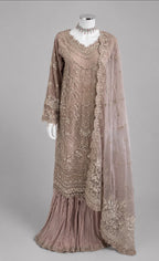 SERENE | 3 piece heavy Embroidered soft organza Sharara wedding stitched Suit