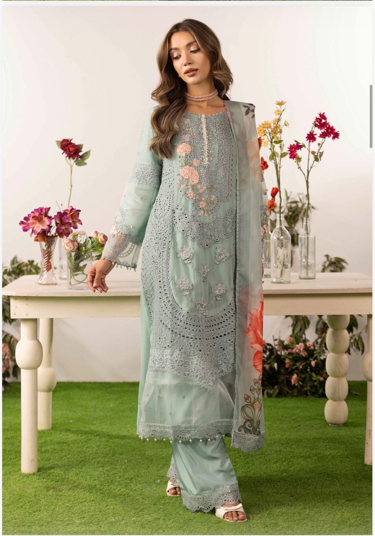 ELYSIA | 3 piece Embroidered Chiffon Suit
