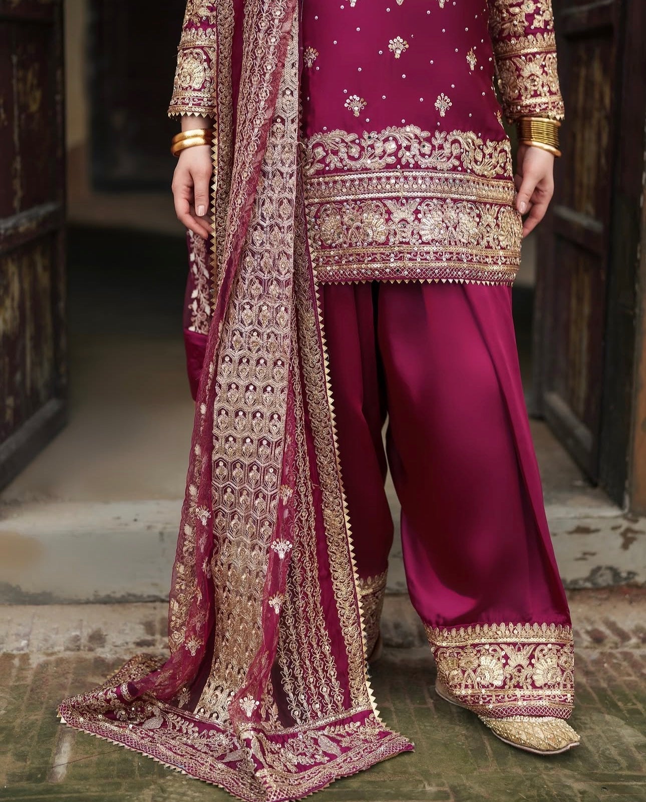 TABIR | 3 piece Luxury Embroidered silk Suit with LONG SHIRT | Wedding & Festive Wear