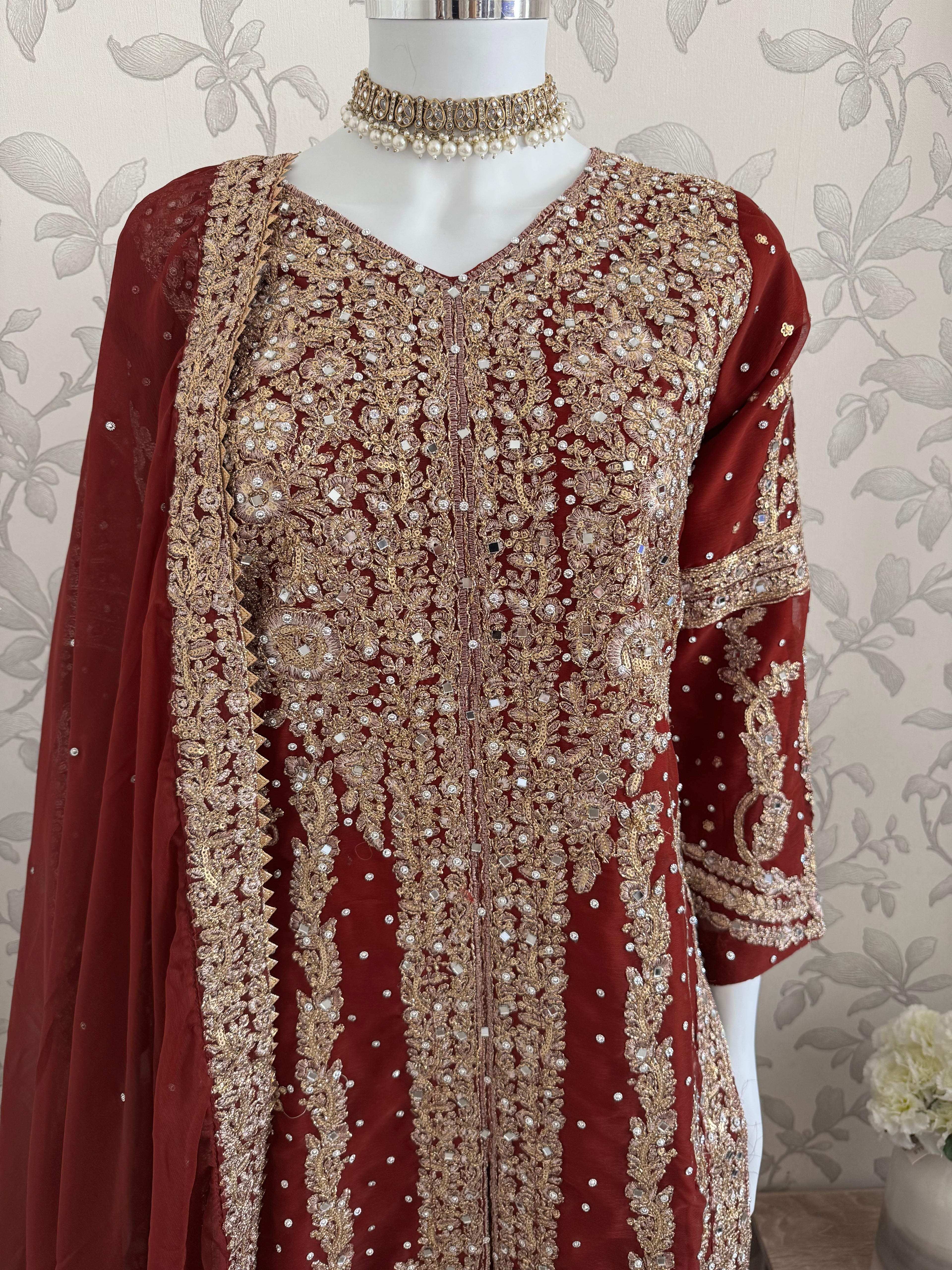 AFREEN | 3 piece Heavy Embroidered Chiffon wedding Suit