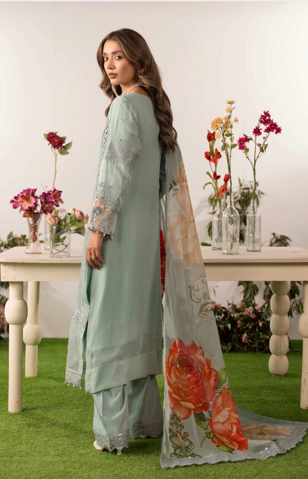 ELYSIA | 3 piece Embroidered Chiffon Suit