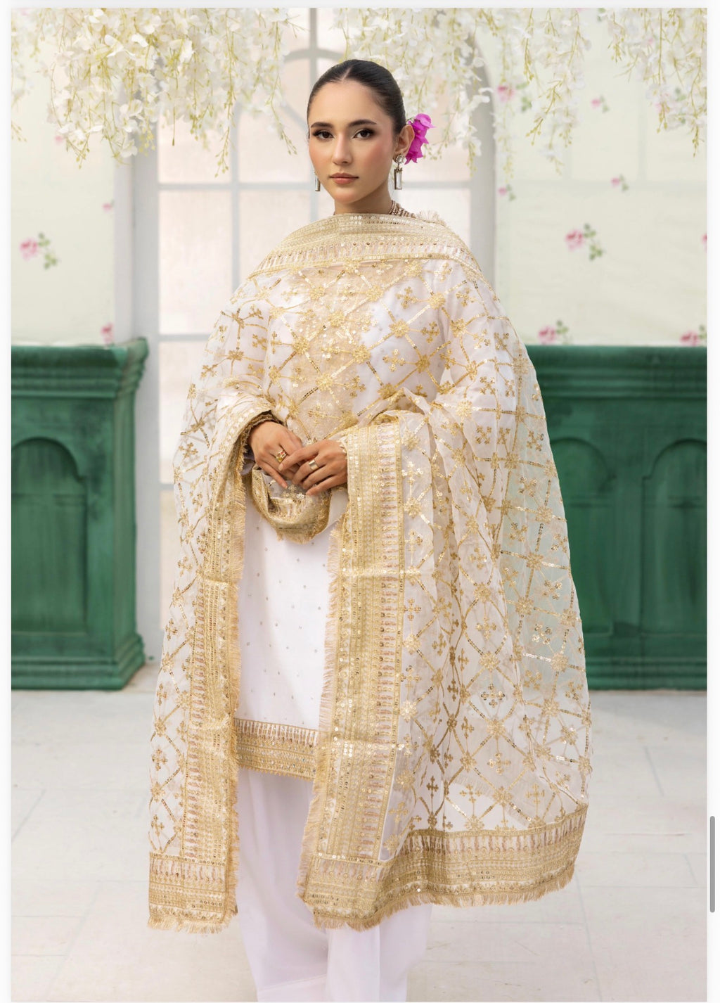 HAYA | 3 piece chiffon suit with heavy embroidered organza duppatta