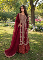 AFREEN | 3 piece Heavy Embroidered Chiffon wedding Suit