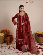 CHAAND RAAT | 3 piece Embroidered Raw Silk suit