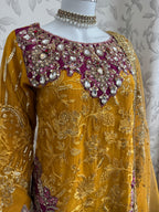 IMROZIAA | 3 piece Embroidered chiffon wedding Gharara Suit