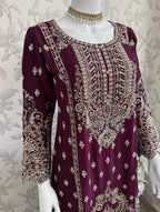 SAFFA | 3 piece Embroidered Chiffon Gharara Suit