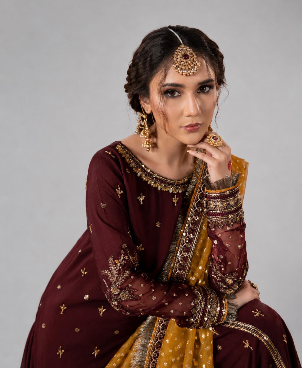 CHAAND RAAT | 3 piece Embroidered Raw Silk sharara Suit