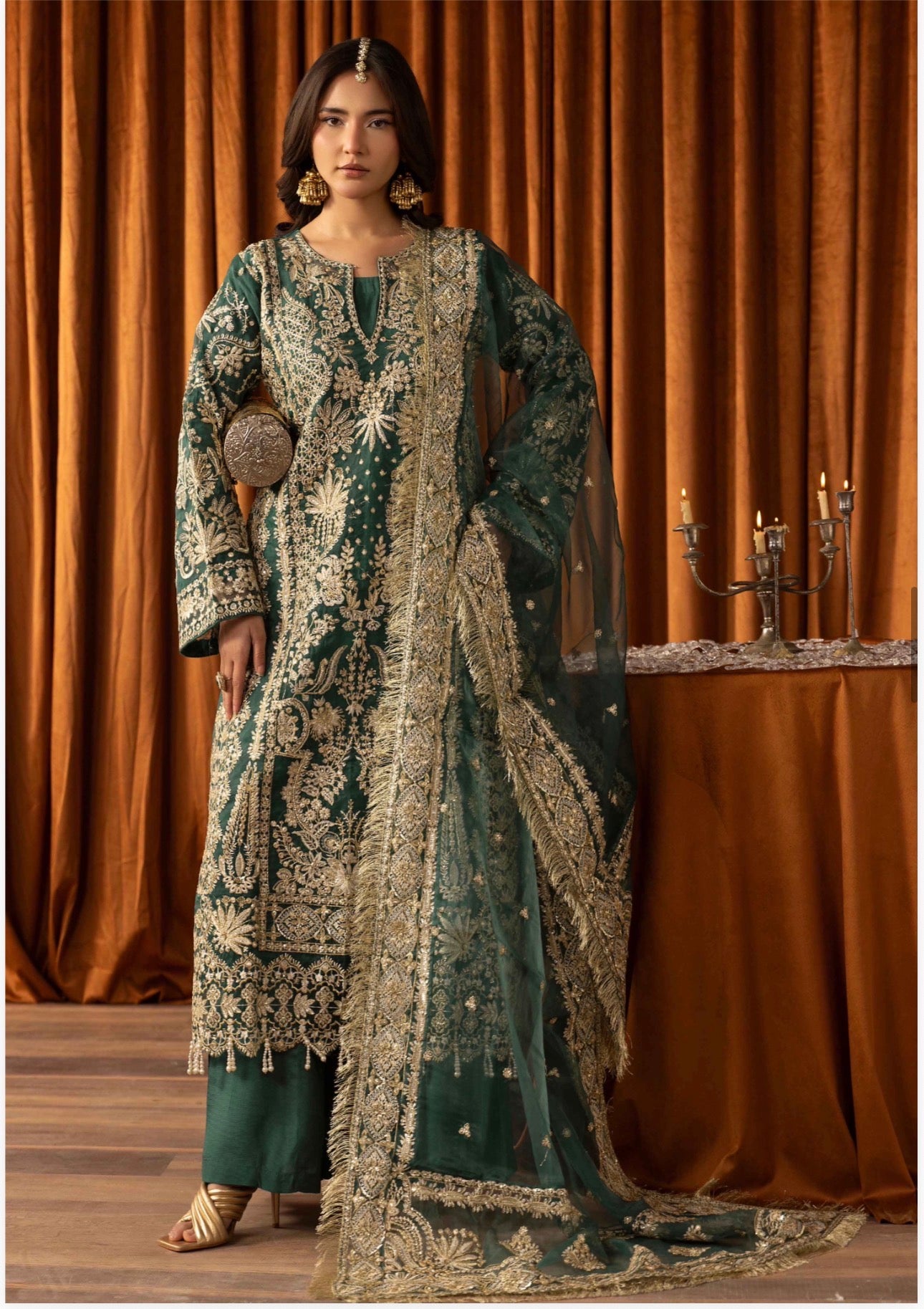 AFROZ Emerald | 3 piece Embroidered soft Organza Suit