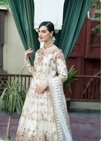 AROMMA | 3 piece Luxury Embroidered wedding anarkali Maxi dress comes with Potli bag