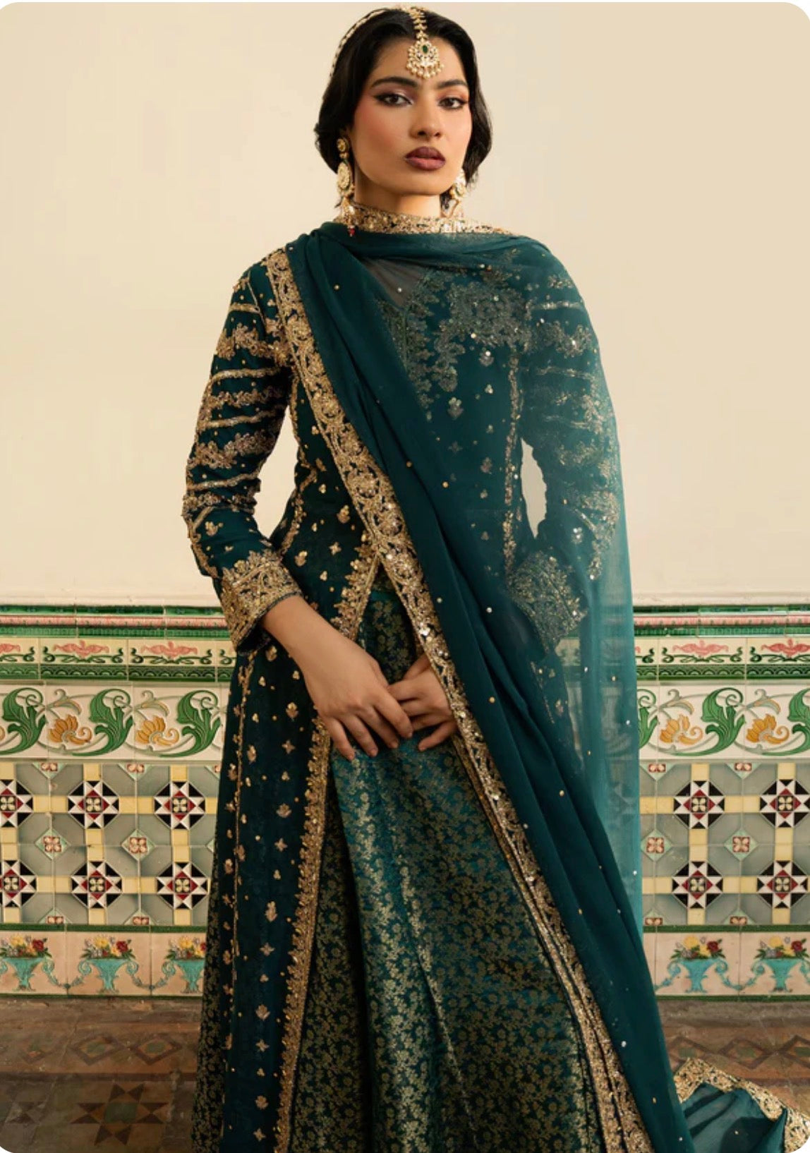 NAZLEEN | 3 piece embroidered Chiffon wedding Suit