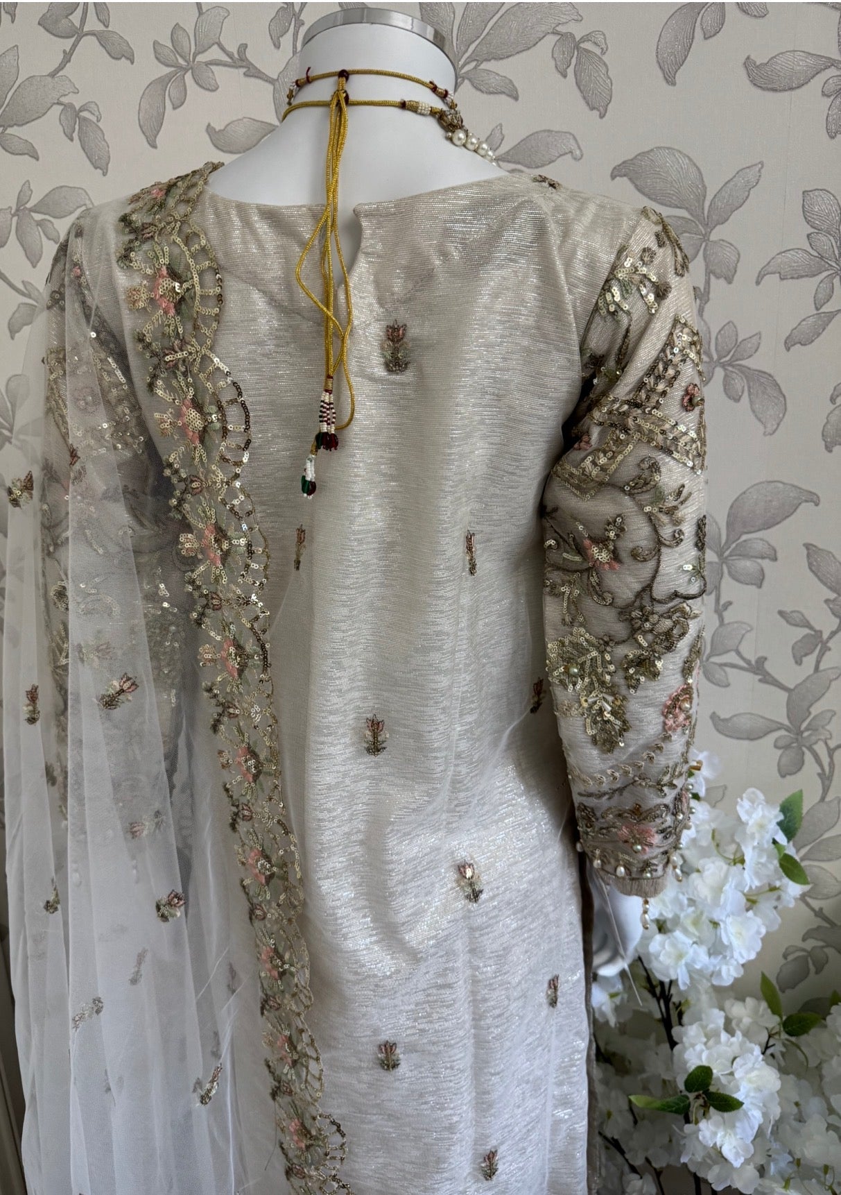 PEARLS | Pearl Champagne Hand Embellished Luxury 3 pcs Suit