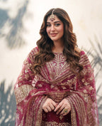 TABIR | 3 piece Luxury Embroidered silk Suit with LONG SHIRT | Wedding & Festive Wear