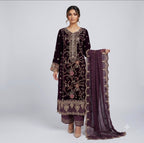 MAHRUKH | 3 piece Heavy Embroidered velvet wedding Suit