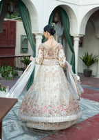AROMMA | 3 piece Luxury Embroidered wedding anarkali Maxi dress comes with Potli bag