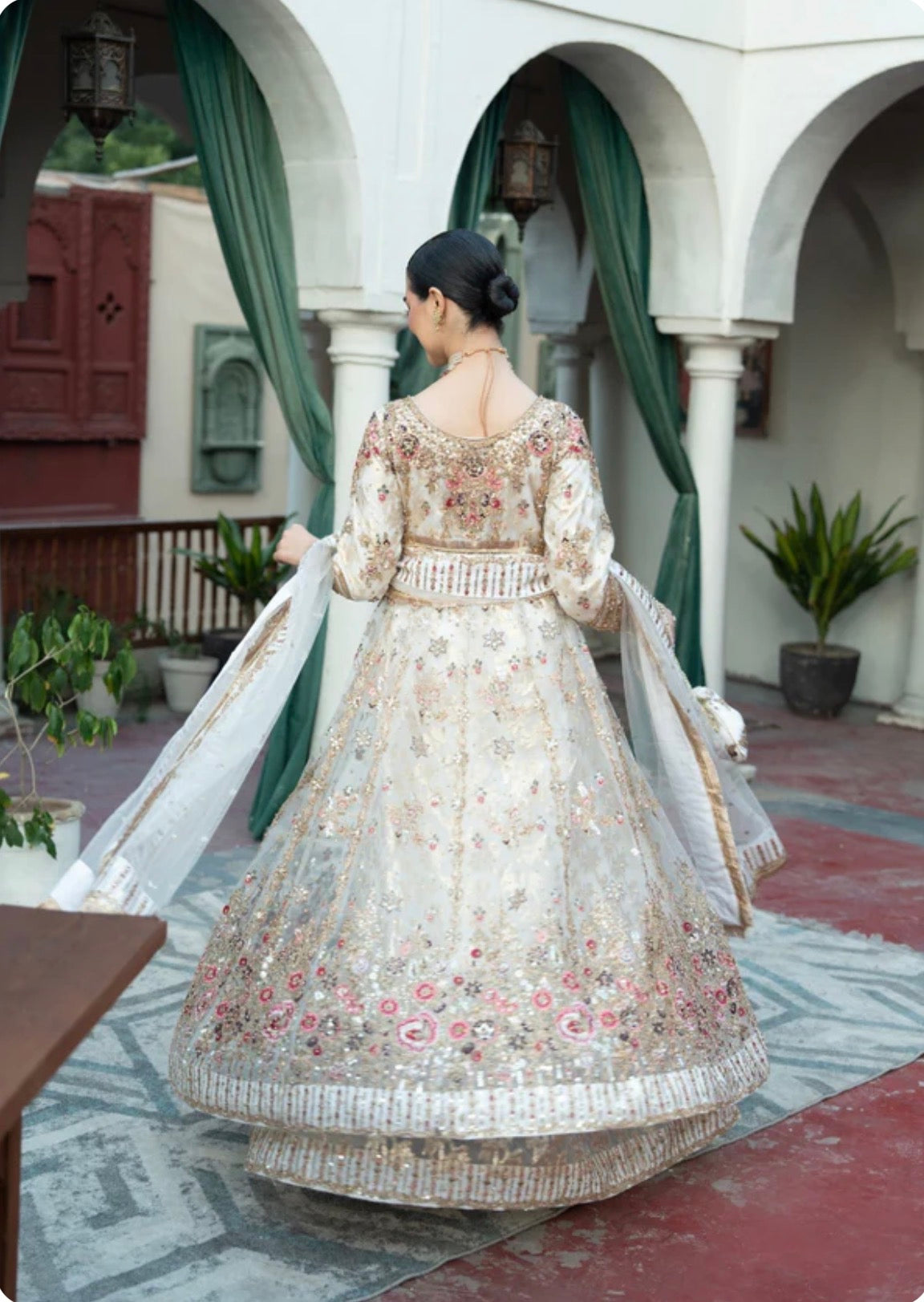 AROMMA | 3 piece Luxury Embroidered wedding anarkali Maxi dress comes with Potli bag