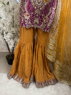 IMROZIAA | 3 piece Embroidered chiffon wedding Gharara Suit