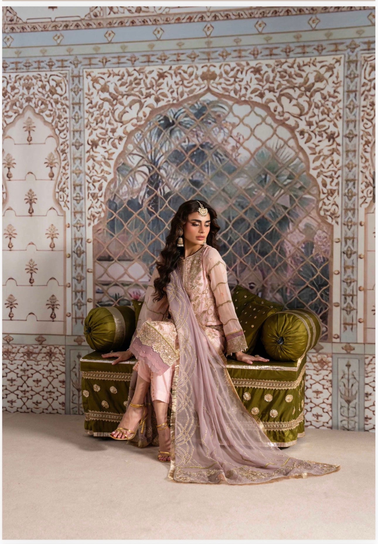 ALANI Blush Pink | 3 pieces Embroidered chiffon Suit
