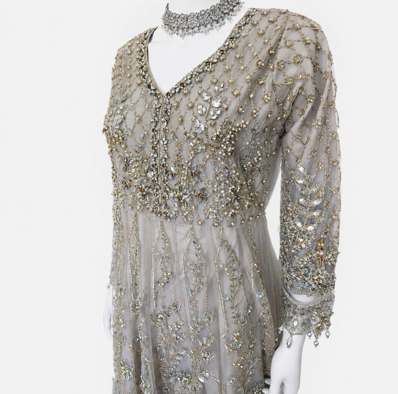 MASHAL | 3 piece heavy Embroidered Net wedding Dress