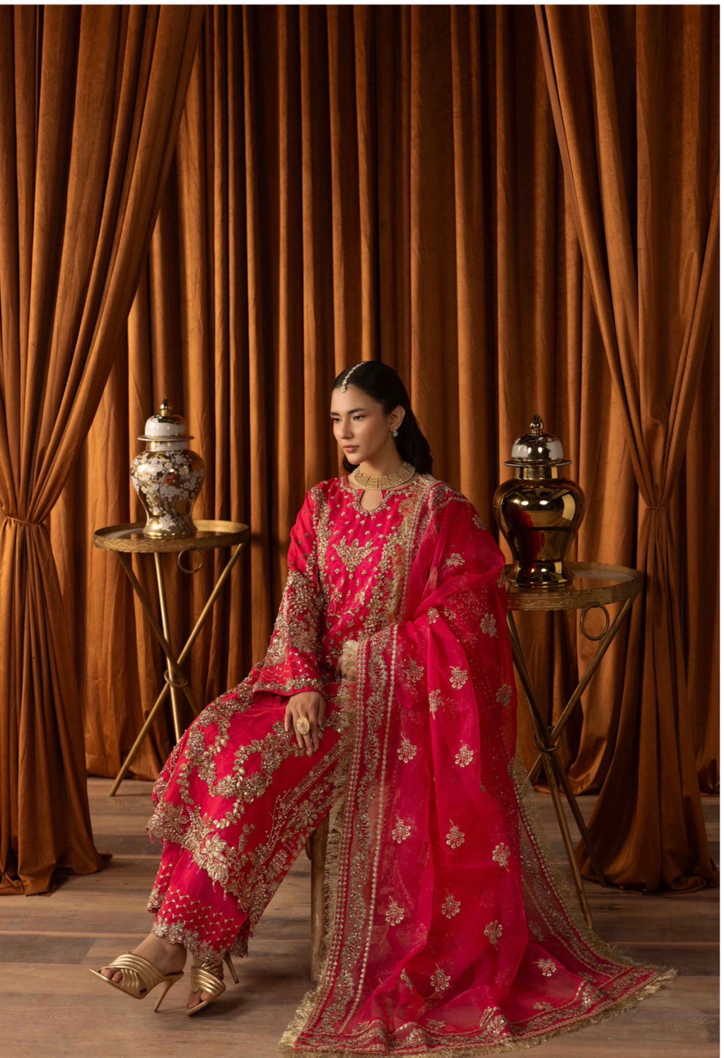 SANGEET | 3 piece heavy Embroidered soft organza Suit