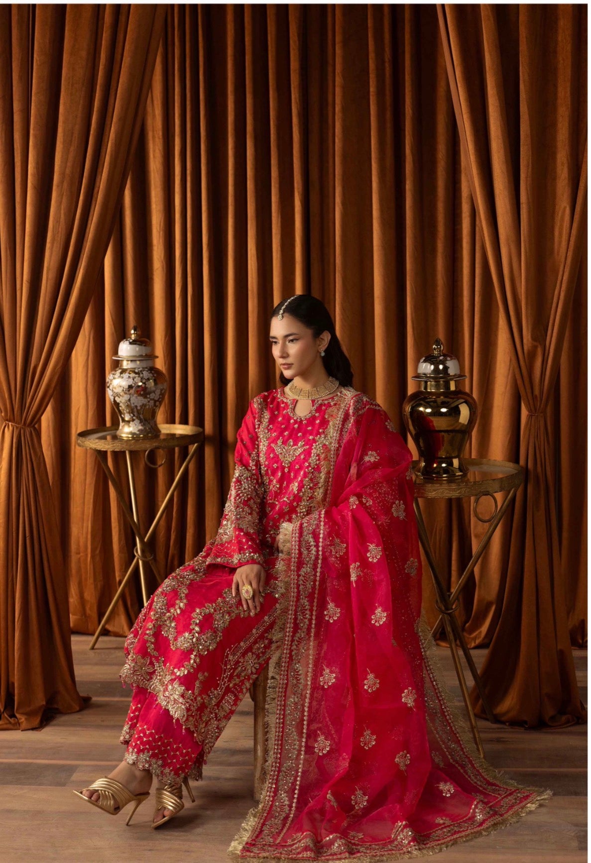 SANGEET | 3 piece heavy Embroidered soft organza Suit