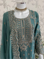 SAFFA | 3 piece Embroidered Chiffon Gharara Suit