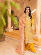 SHAMA | 3 piece heavy embroidered chiffon sharara suit