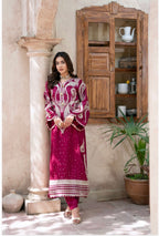 ROYA | 2 piece Magenta Embroidered viscose Kaftan Set Festive & Party Wear