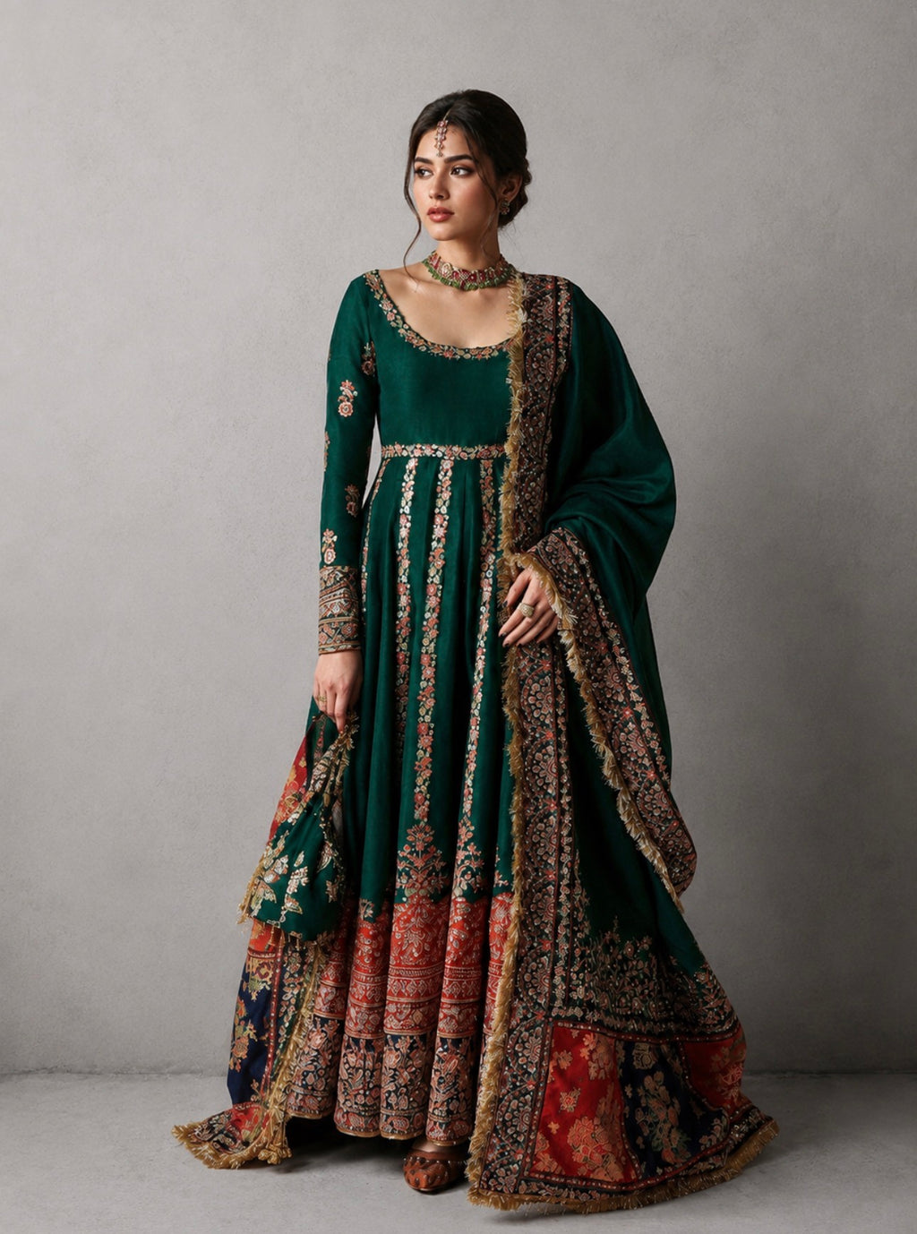 NAGHMA 3-Piece Pakistani Silk Maxi Dress – Luxury Embroidered Wedding Wear