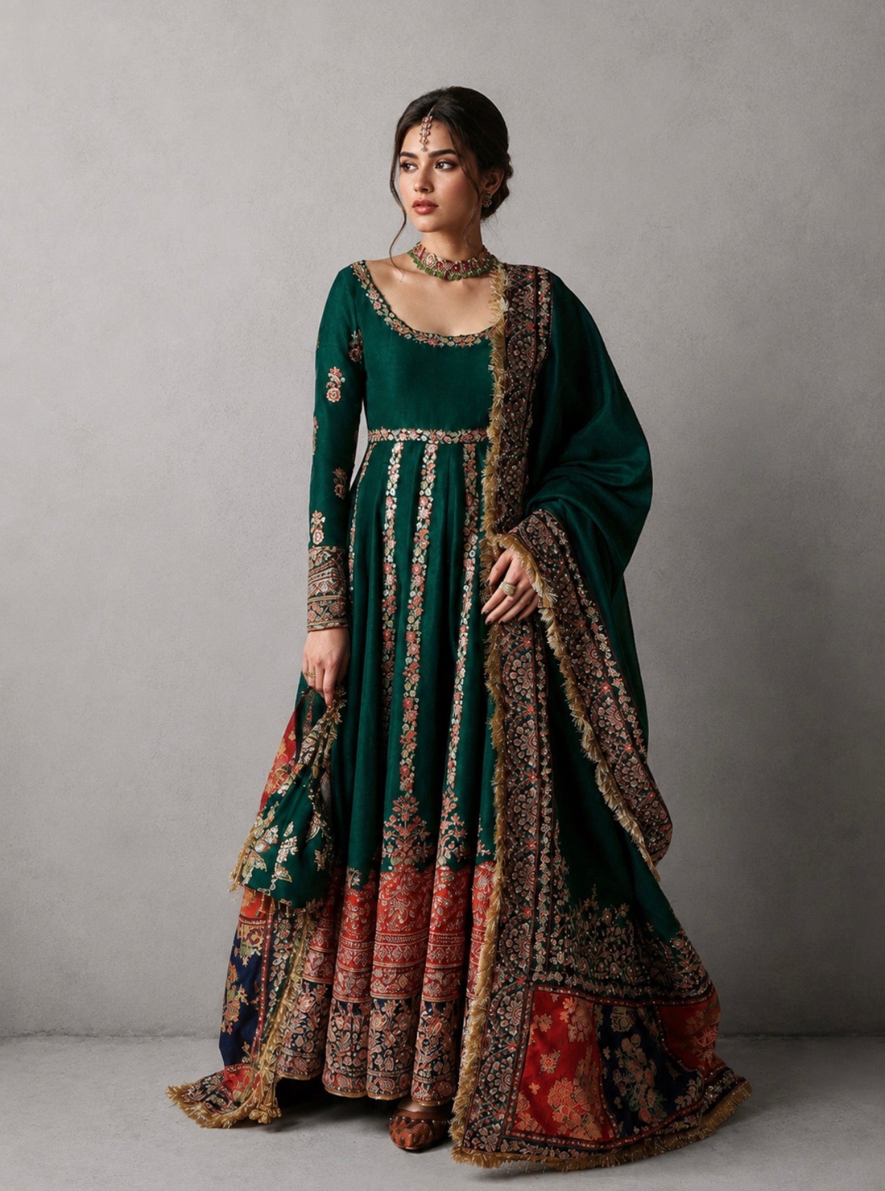 NAGHMA 3-Piece Pakistani Silk Maxi Dress – Luxury Embroidered Wedding Wear