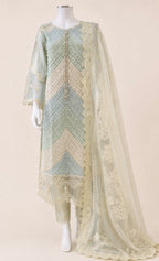 Mint Pearl | 3 piece Luxury Embroidered chikankari Lawn Suit