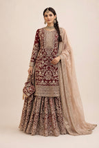 MAAYA | 4 piece Heavy Embroidered Chiffon wedding Gharara stitched suit