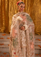 DUR | 3 piece Luxury Embroidered Pakistani silk sharara Suit | Wedding & Bridal Festive Wear