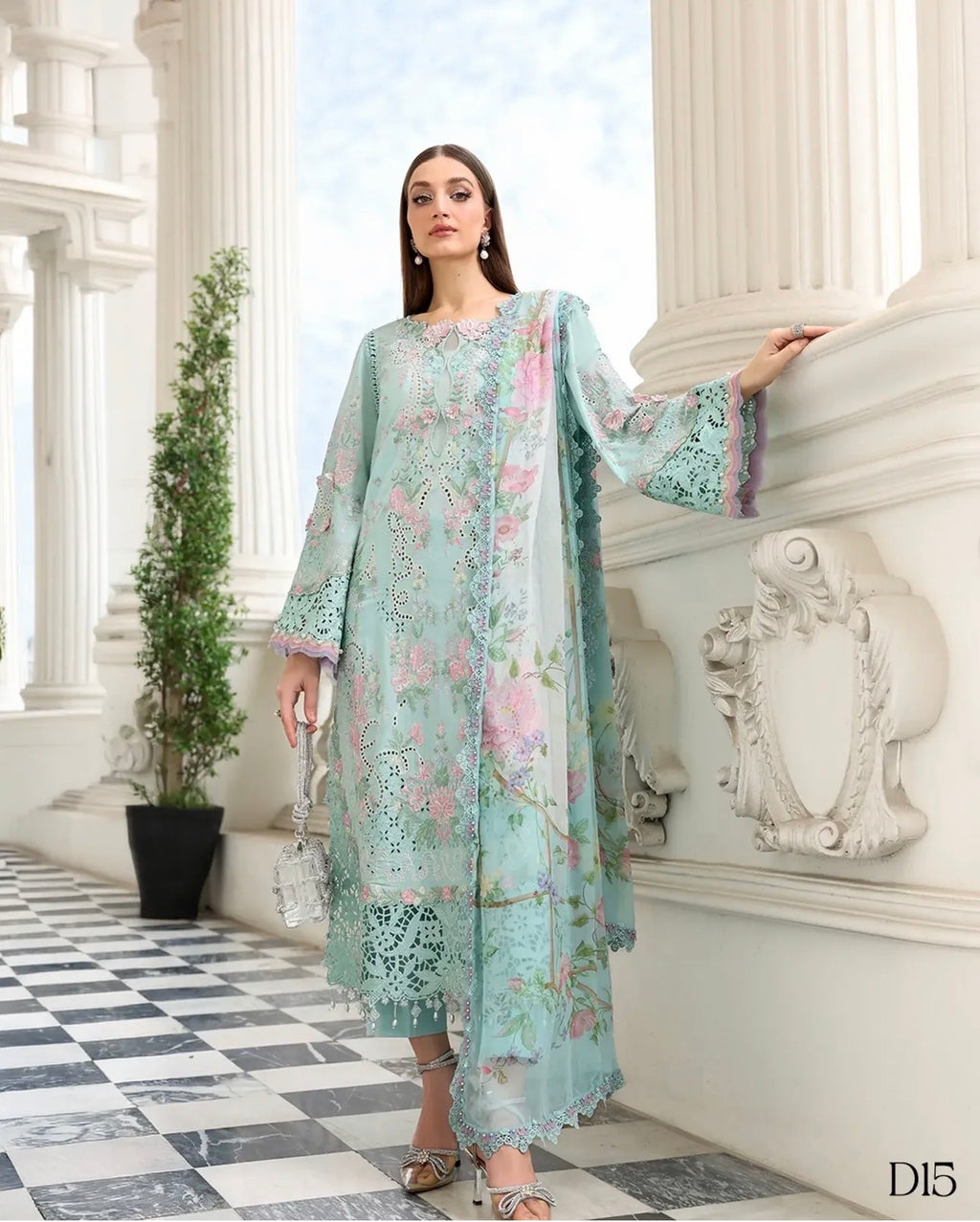 D15 MARIA.B inspired | 3 piece Embroidered Luxury Lawn suit