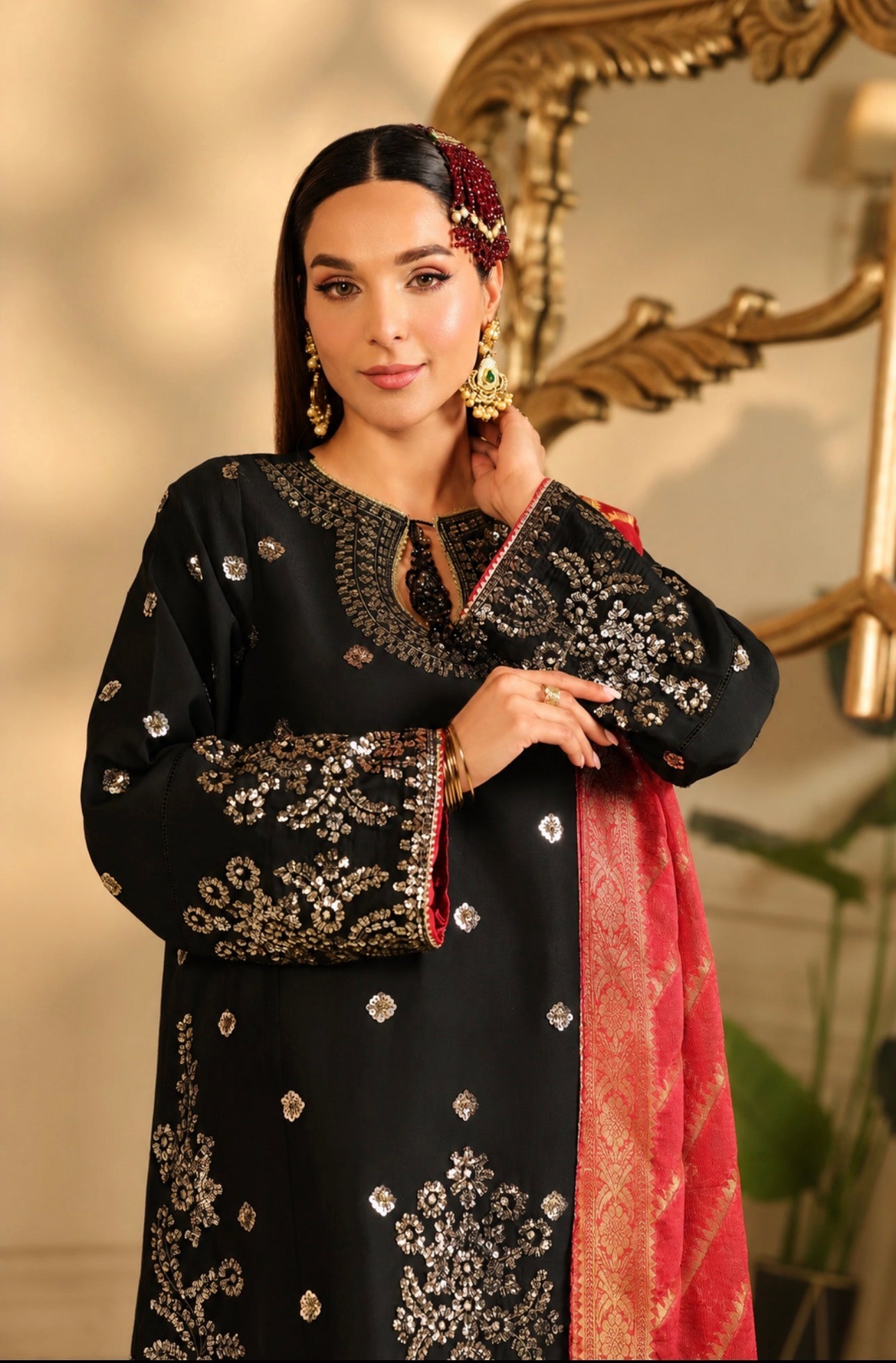 ZARMINA | 3 piece heavy Embroidered sequins work party wear stitched suit