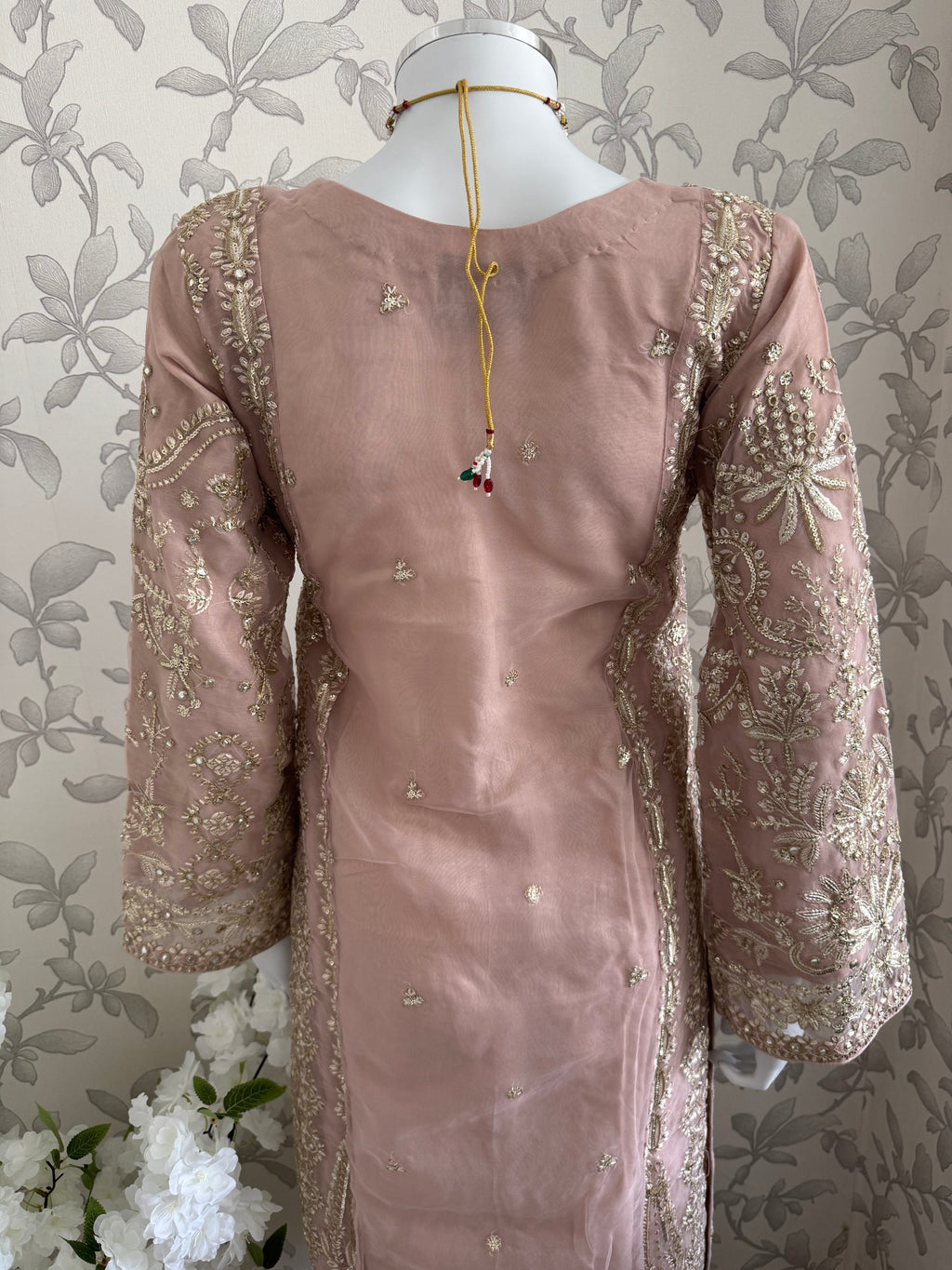AFROZ Blush Pink | 3 piece Embroidered soft Organza suit